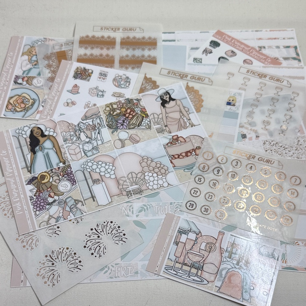 Pink Diamond Planner Co. Elegant Planner Sticker Set - Beach Birthday 16 pc set